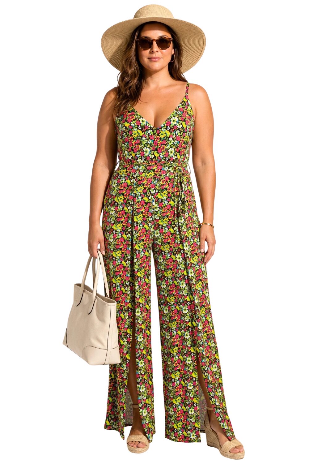 Verstellbarer Träger Jumpsuit mit Schlitz