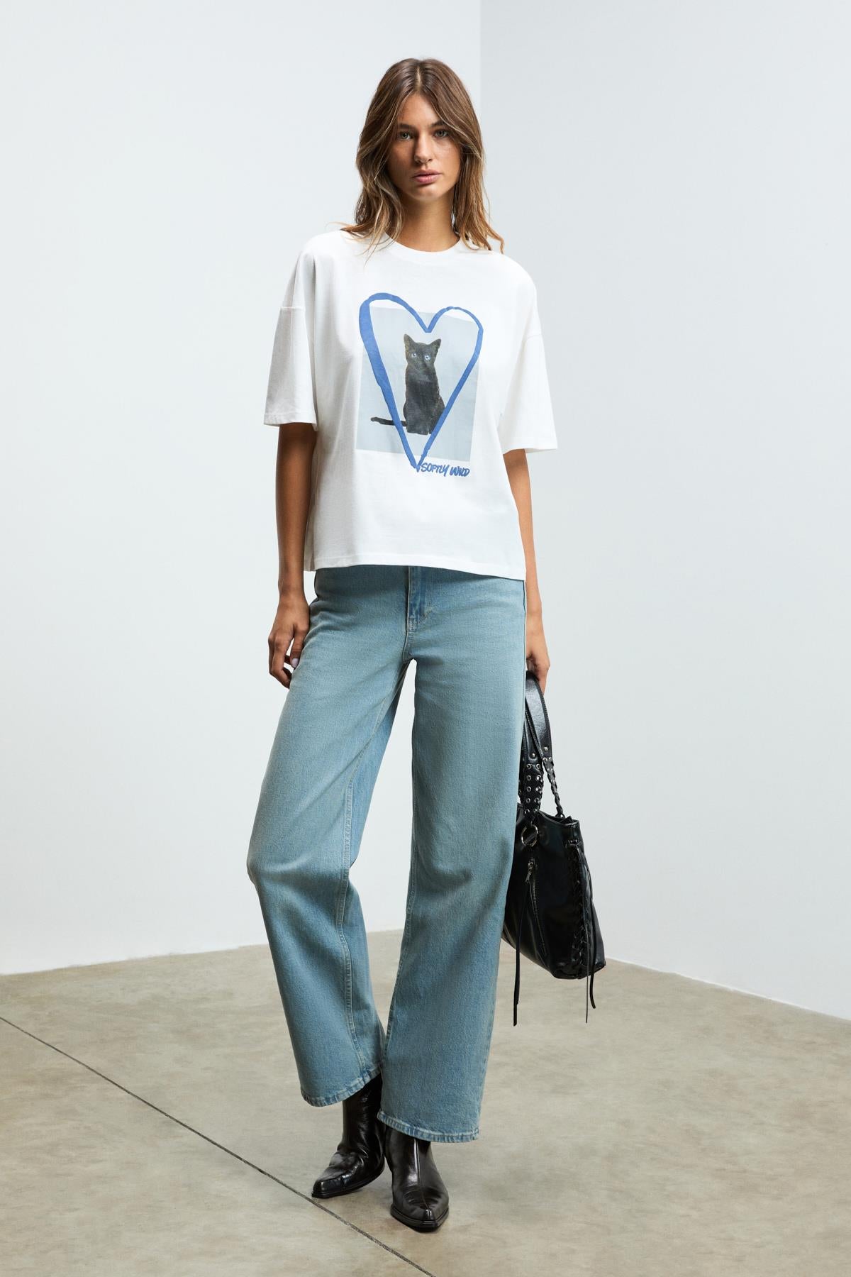 GRIMELANGE AYUKRA Damen Bedrucktes T-Shirt Weiß