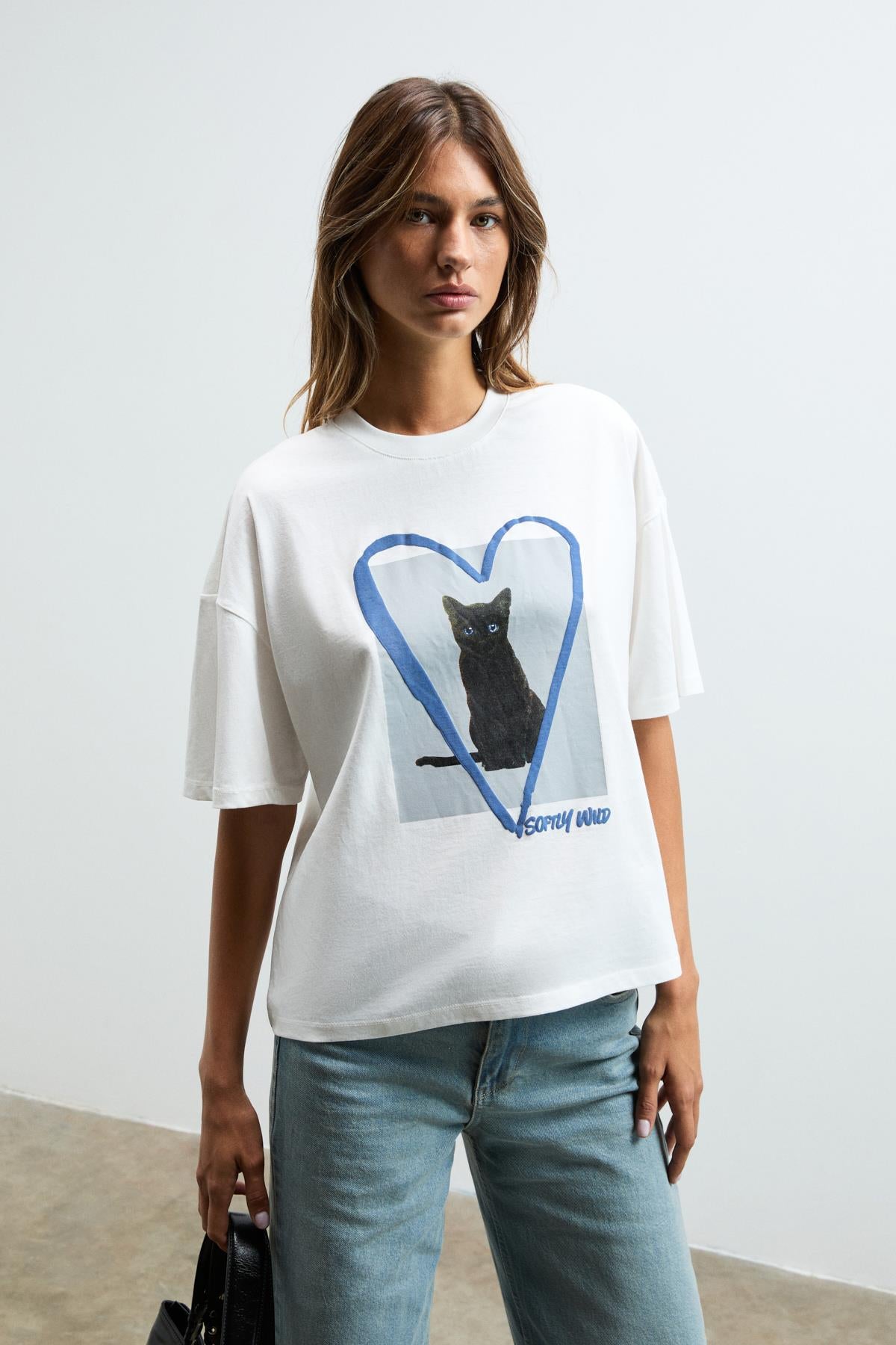 GRIMELANGE AYUKRA Damen Bedrucktes T-Shirt Weiß
