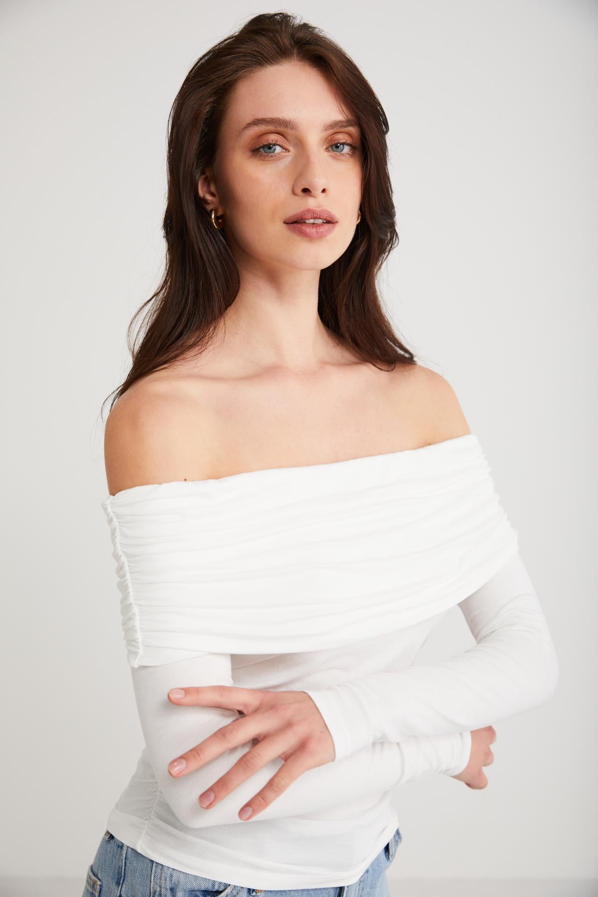 BABEL Damen Bluse mit Rüschen