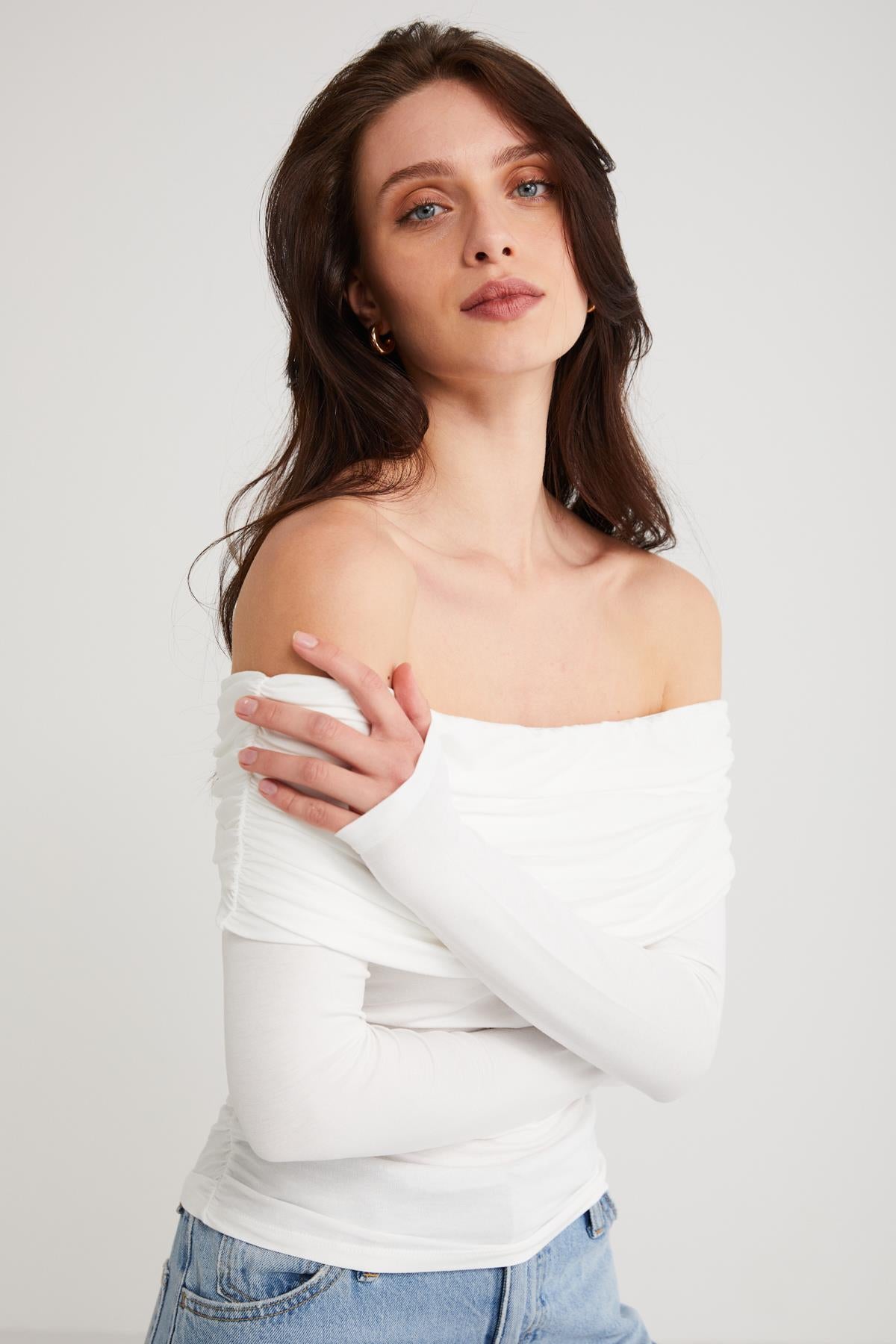 BABEL Damen Bluse mit Rüschen