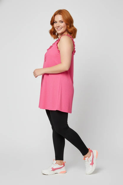 Schnürbluse mit Rüschen und Trägern