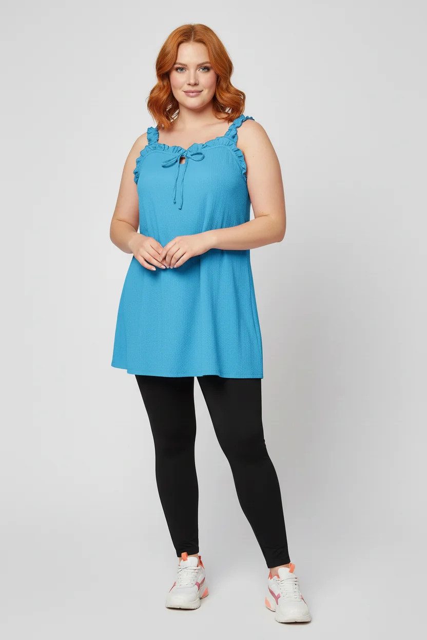 Schnürbluse mit Rüschen und Trägern