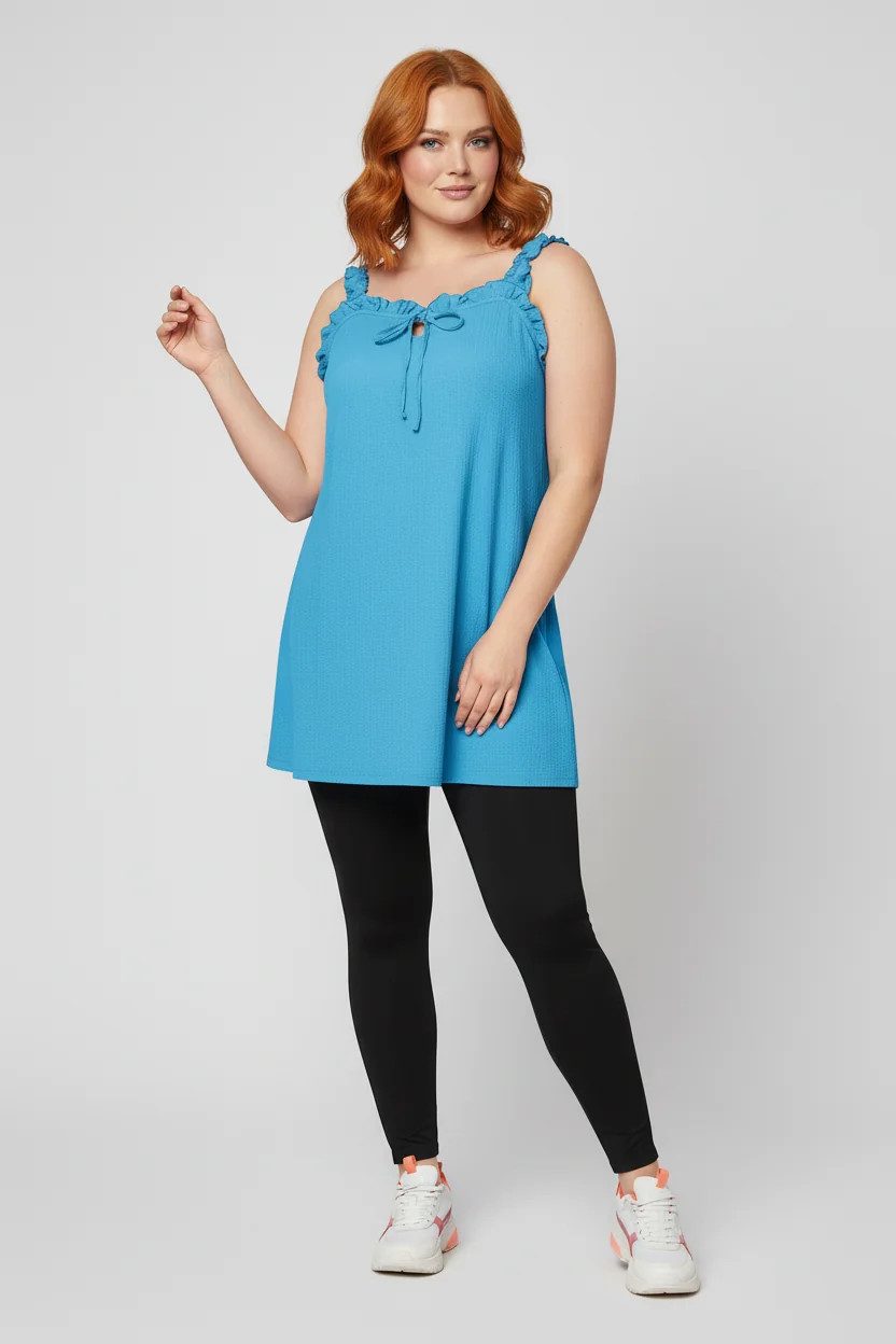 Schnürbluse mit Rüschen und Trägern