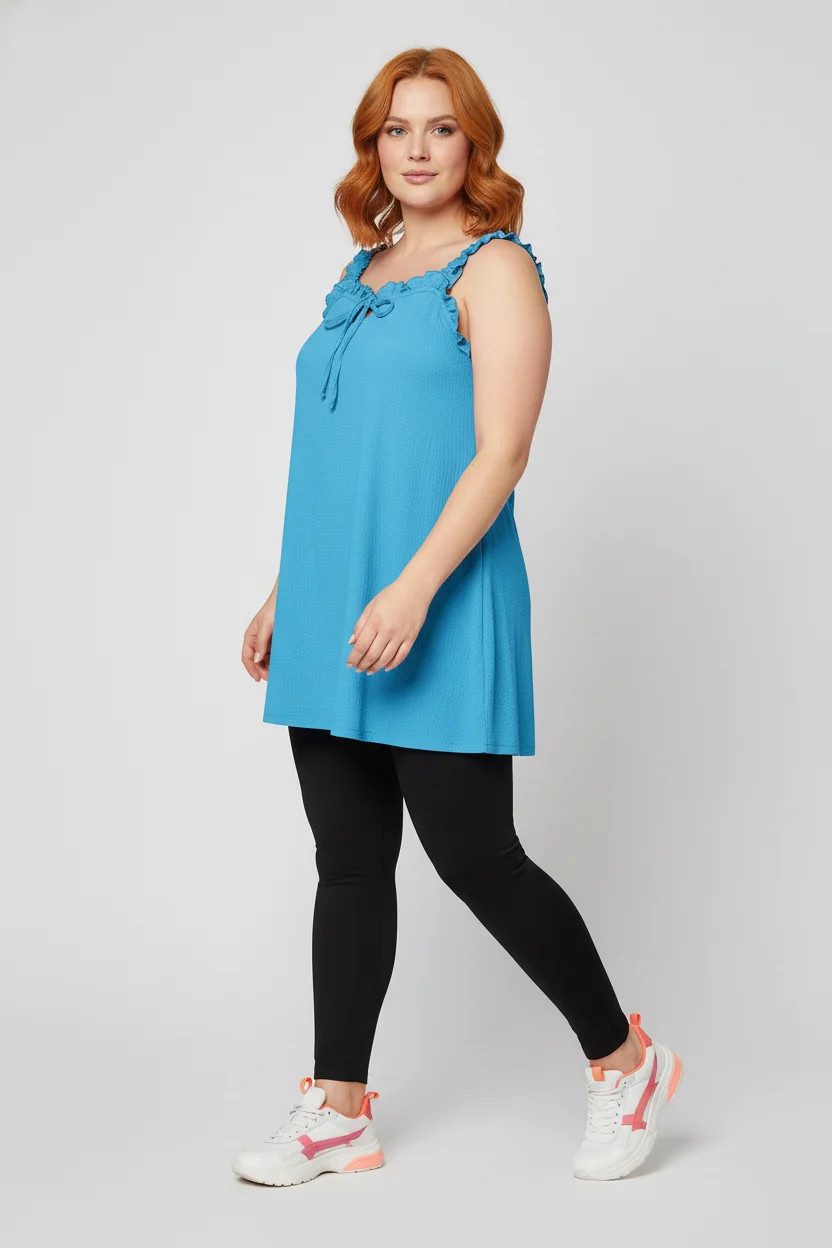 Schnürbluse mit Rüschen und Trägern