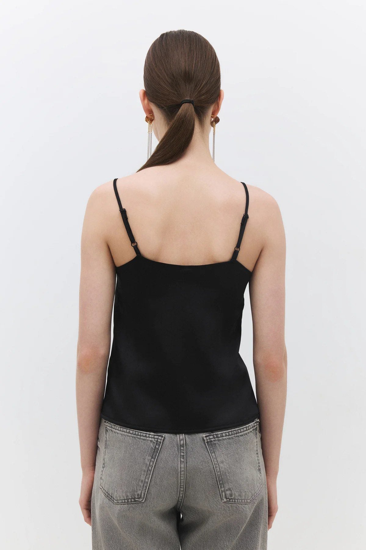 Trägerbluse aus gewebtem Satin mit Schnürung