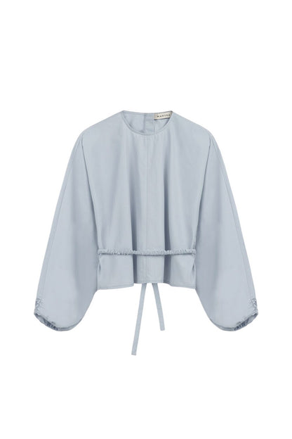 Kurze Bluse mit Bindedetail, schwarz