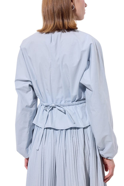 Kurze Bluse mit Bindedetail, schwarz