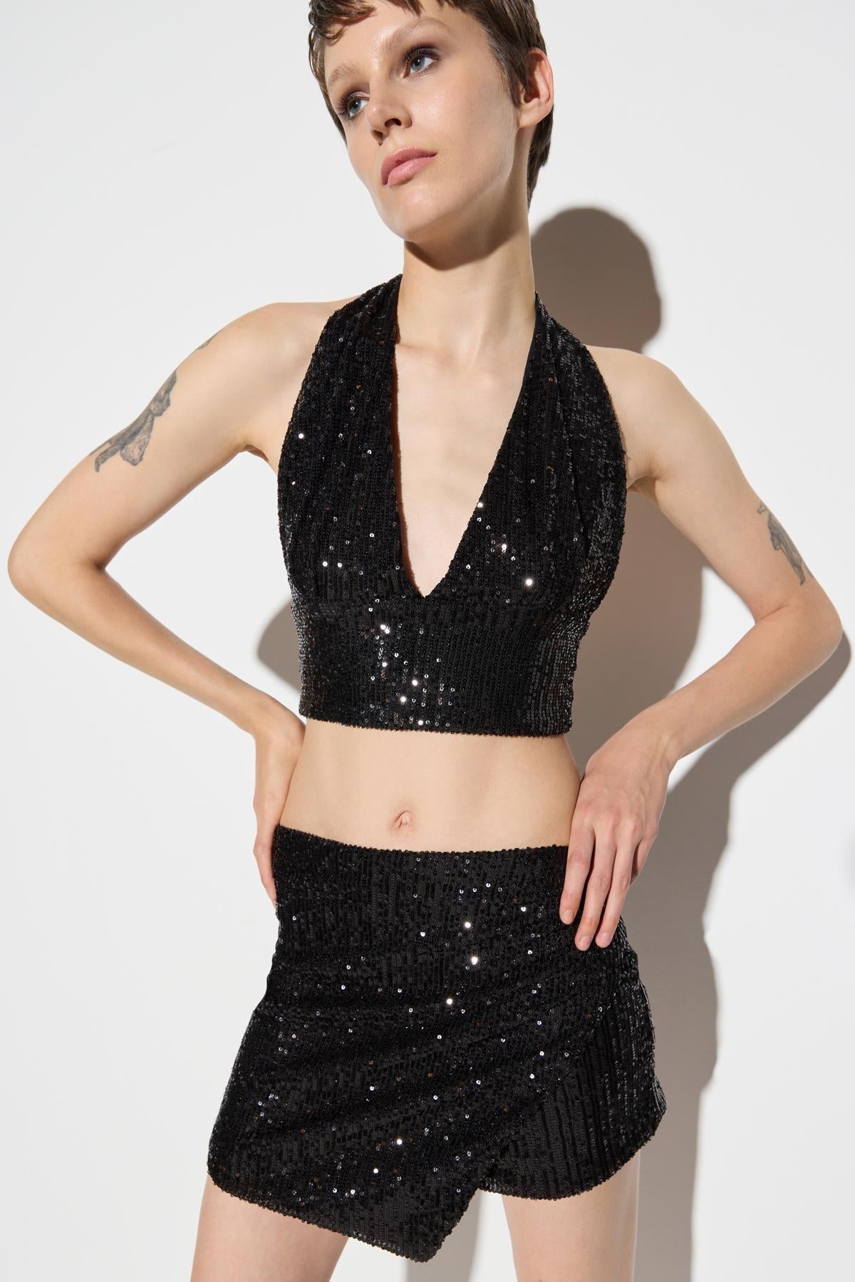 Kurzärmelige Crop-Bluse
