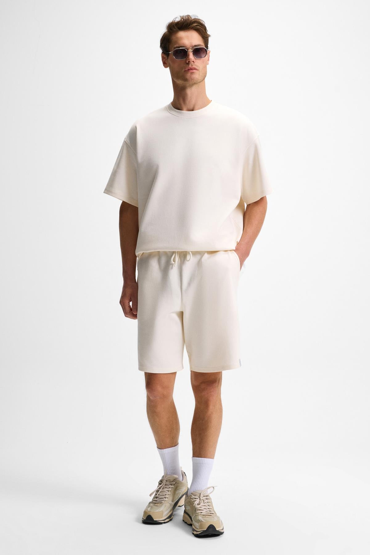 GRIMELANGE BAILEY Herren Shorts mit Kordelzug Ecru