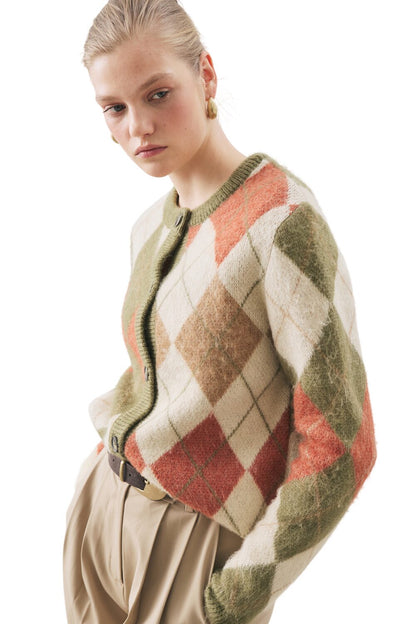 Cardigan mit Baklava-Muster, braun.