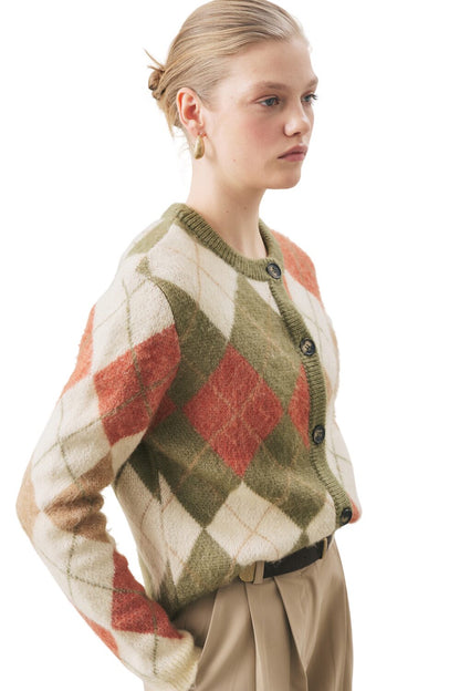 Cardigan mit Baklava-Muster, braun.