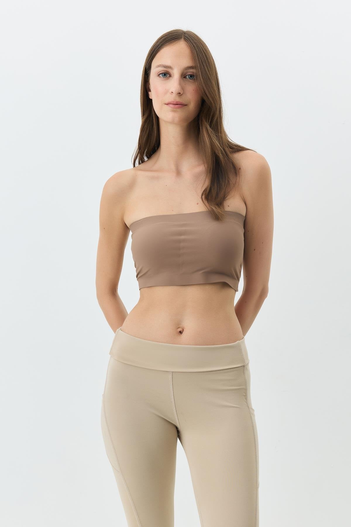 Nahtloser Laser-Cut Bustier mit Polstern 1019 Beige