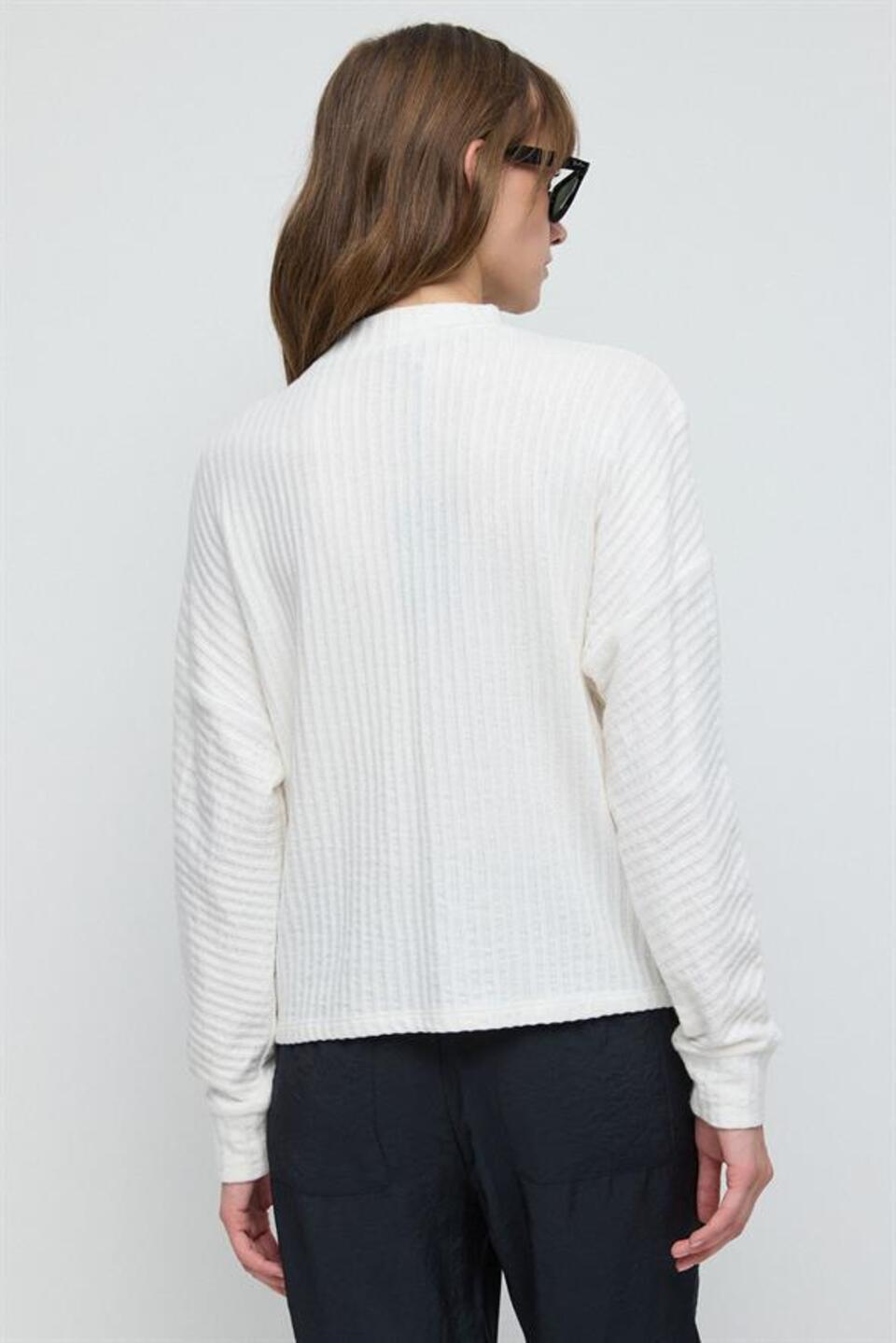 Rollkragenbluse mit langen Ärmeln