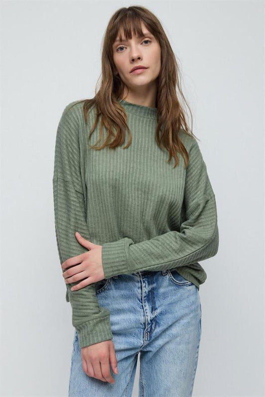 Rollkragenbluse mit langen Ärmeln