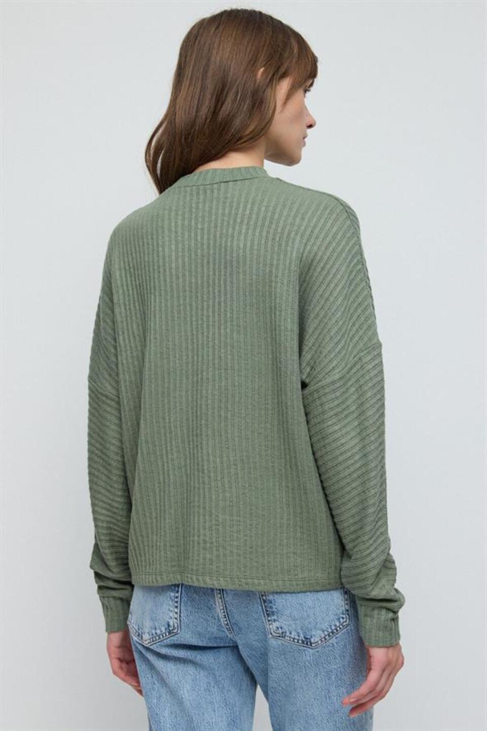 Rollkragenbluse mit langen Ärmeln