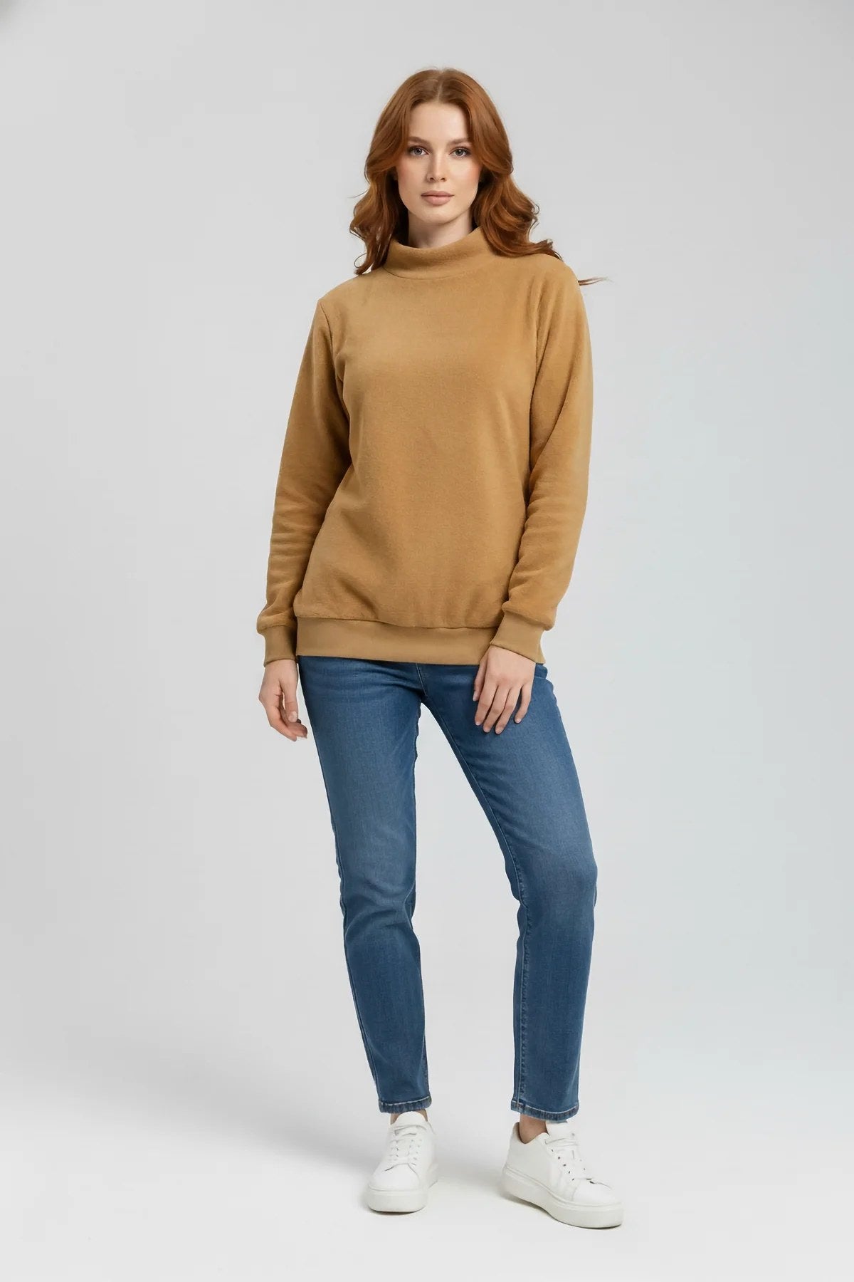 Langarm-Sweatshirt mit Rollkragen
