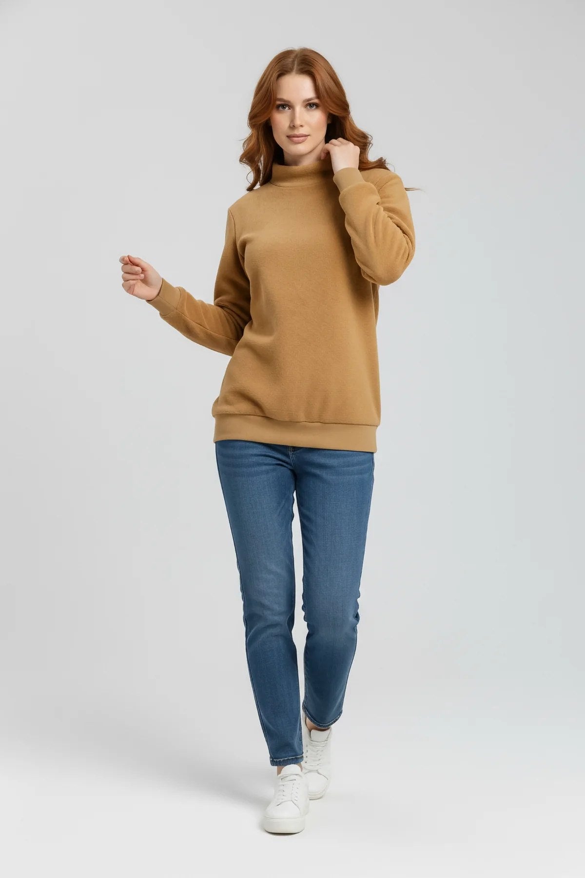 Langarm-Sweatshirt mit Rollkragen