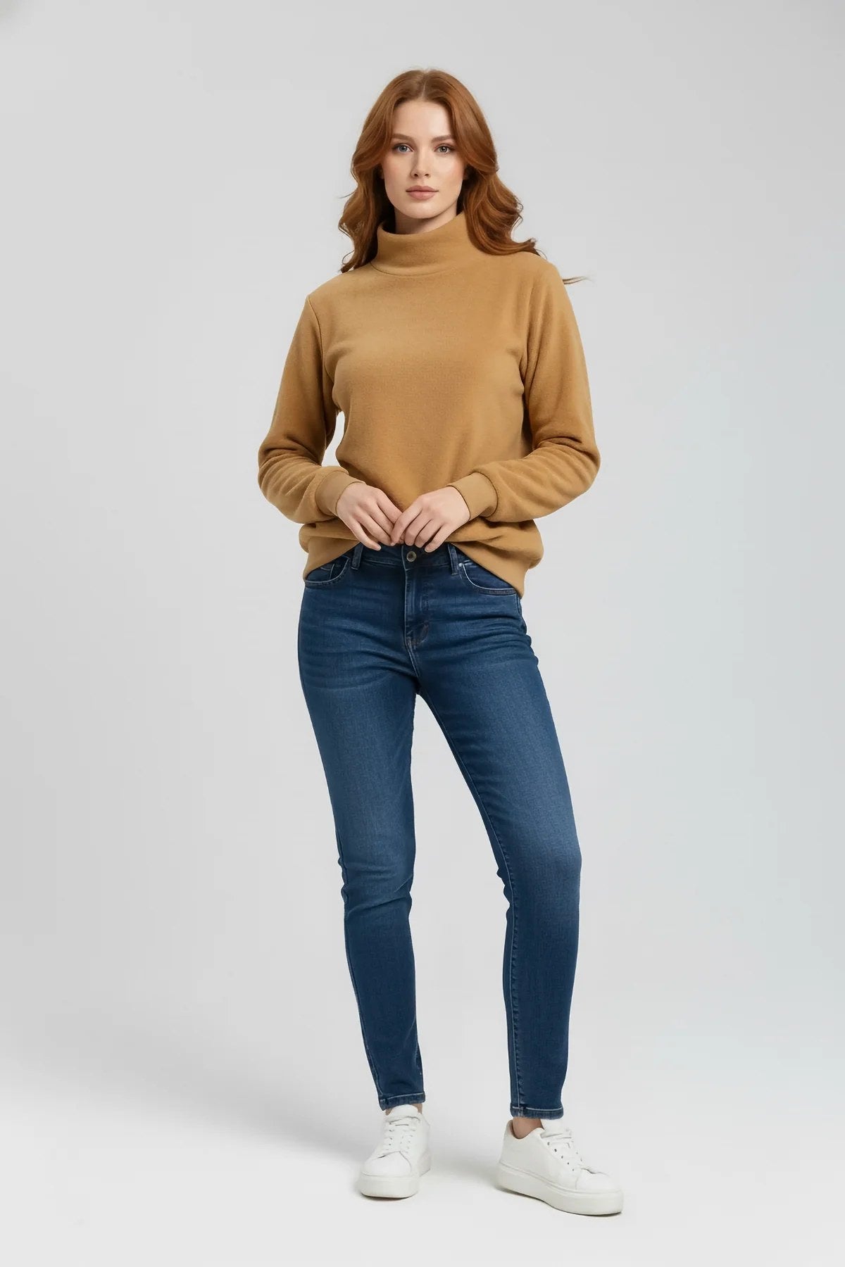 Langarm-Sweatshirt mit Rollkragen