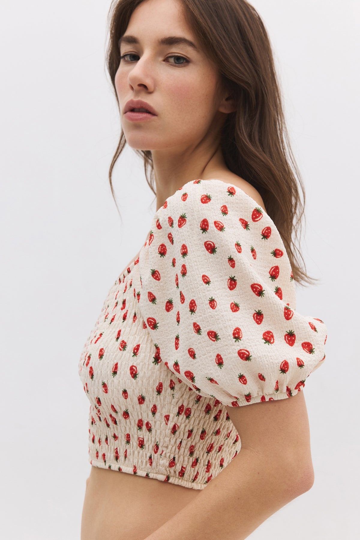 Crop-Top mit Ballonärmeln