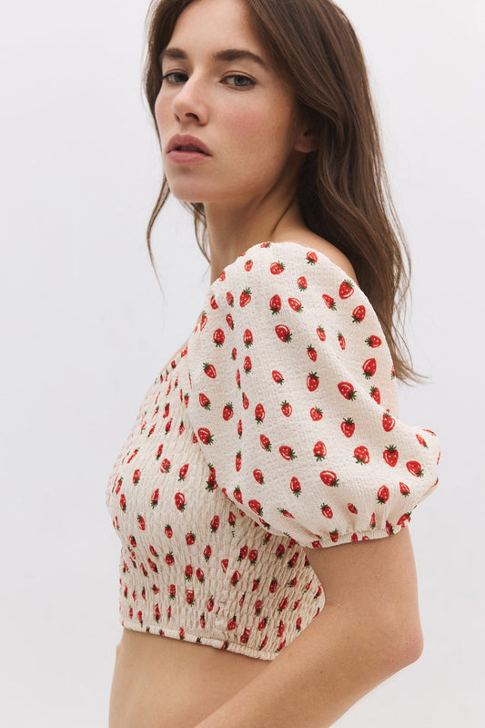 Crop-Top mit Ballonärmeln