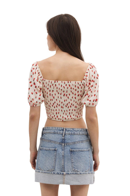 Crop-Top mit Ballonärmeln