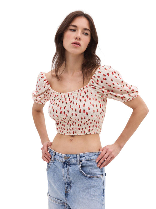 Crop-Top mit Ballonärmeln