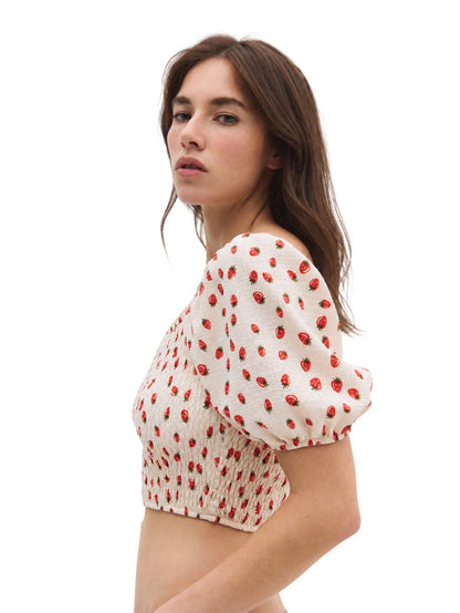 Crop-Top mit Ballonärmeln