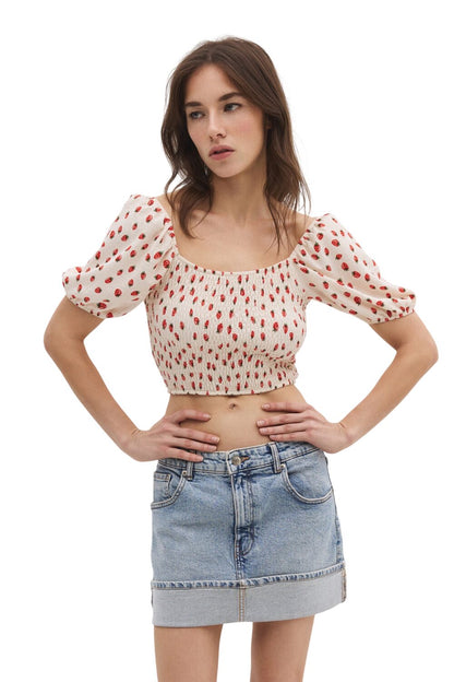 Crop-Top mit Ballonärmeln