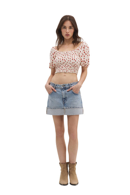 Crop-Top mit Ballonärmeln