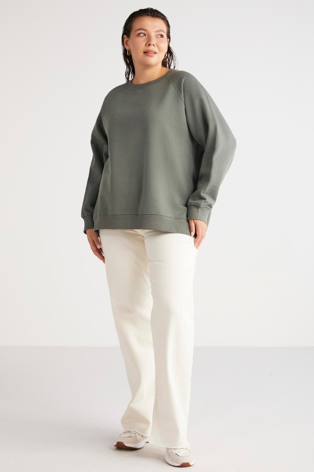 ETHIQUET BARBORABB Sweatshirt in Großen Größen Green