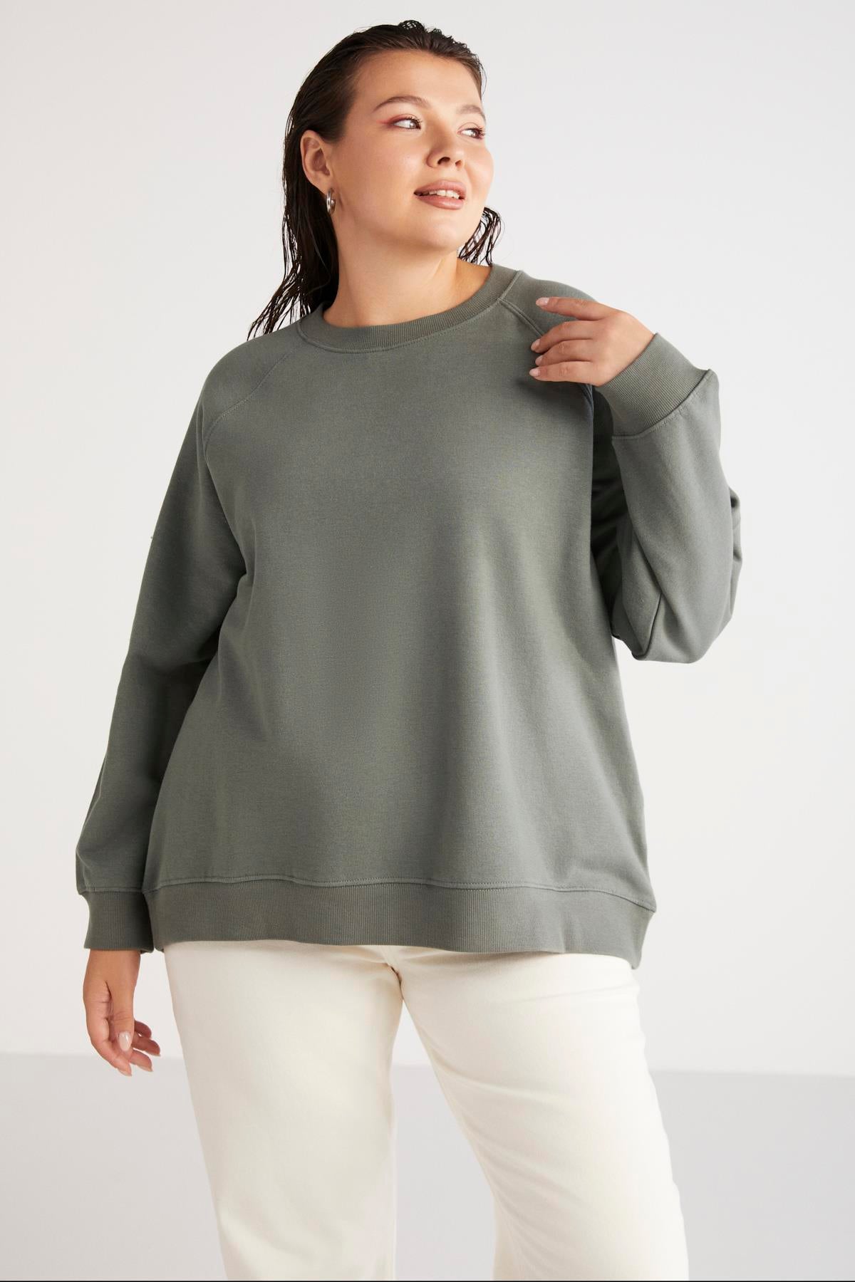 ETHIQUET BARBORABB Sweatshirt in Großen Größen Green