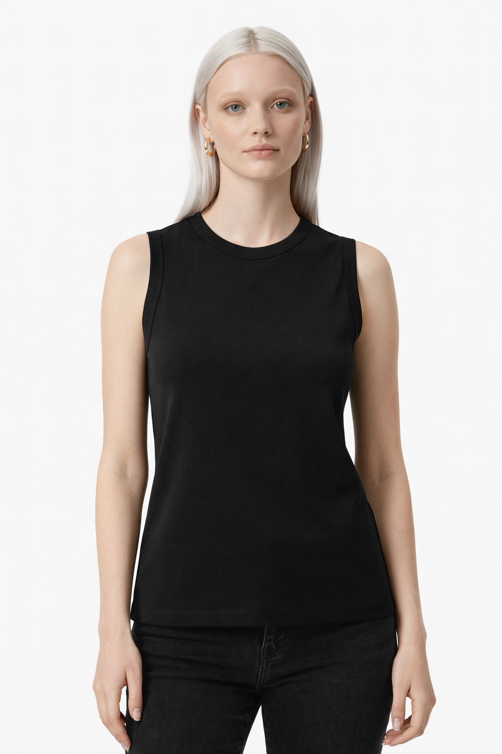 Basic Ärmelloses Rundhals-Top