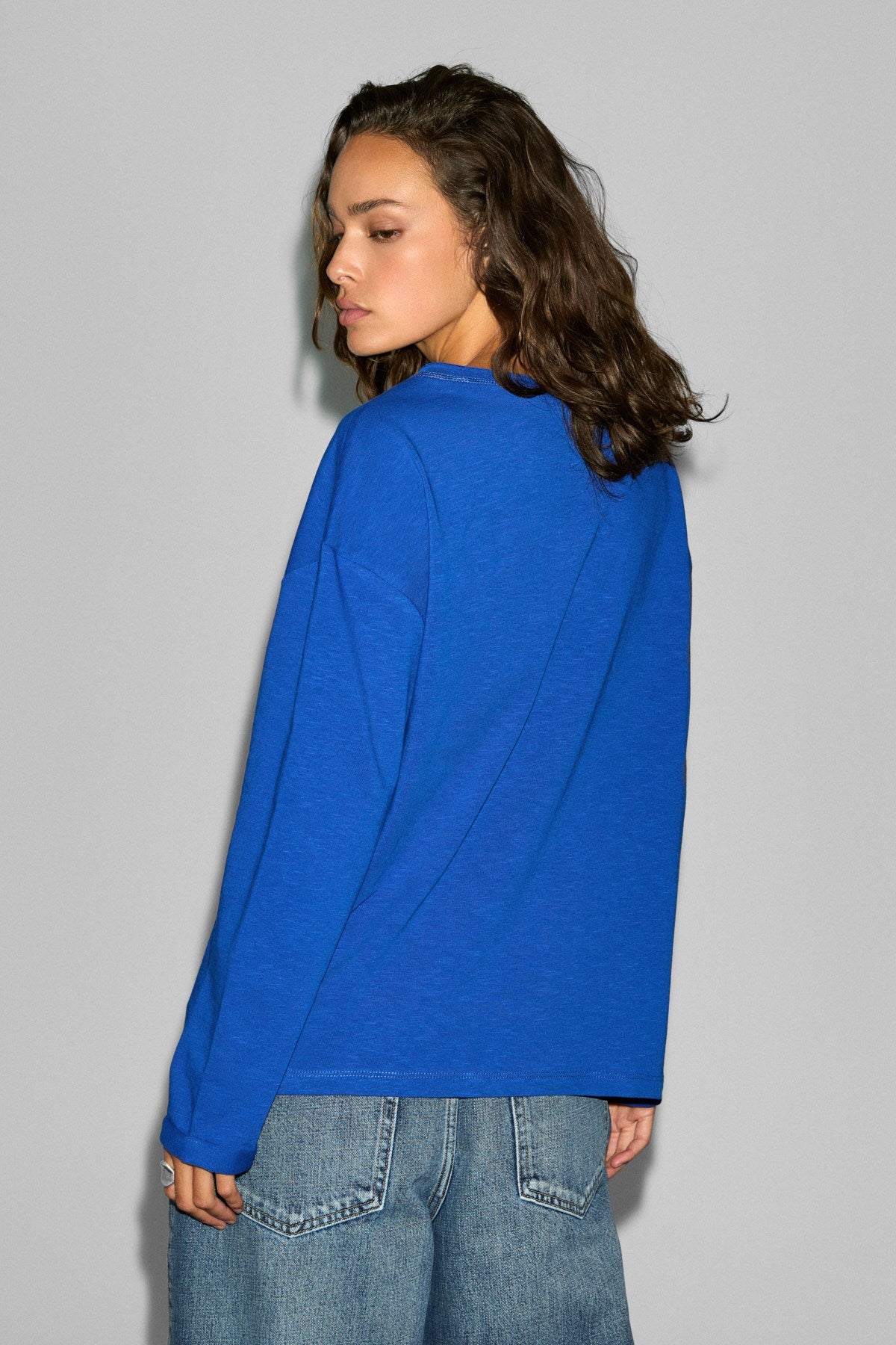 GRIMELANGE BASIL Damen Oversize-Bluse V-Ausschnitt Blau