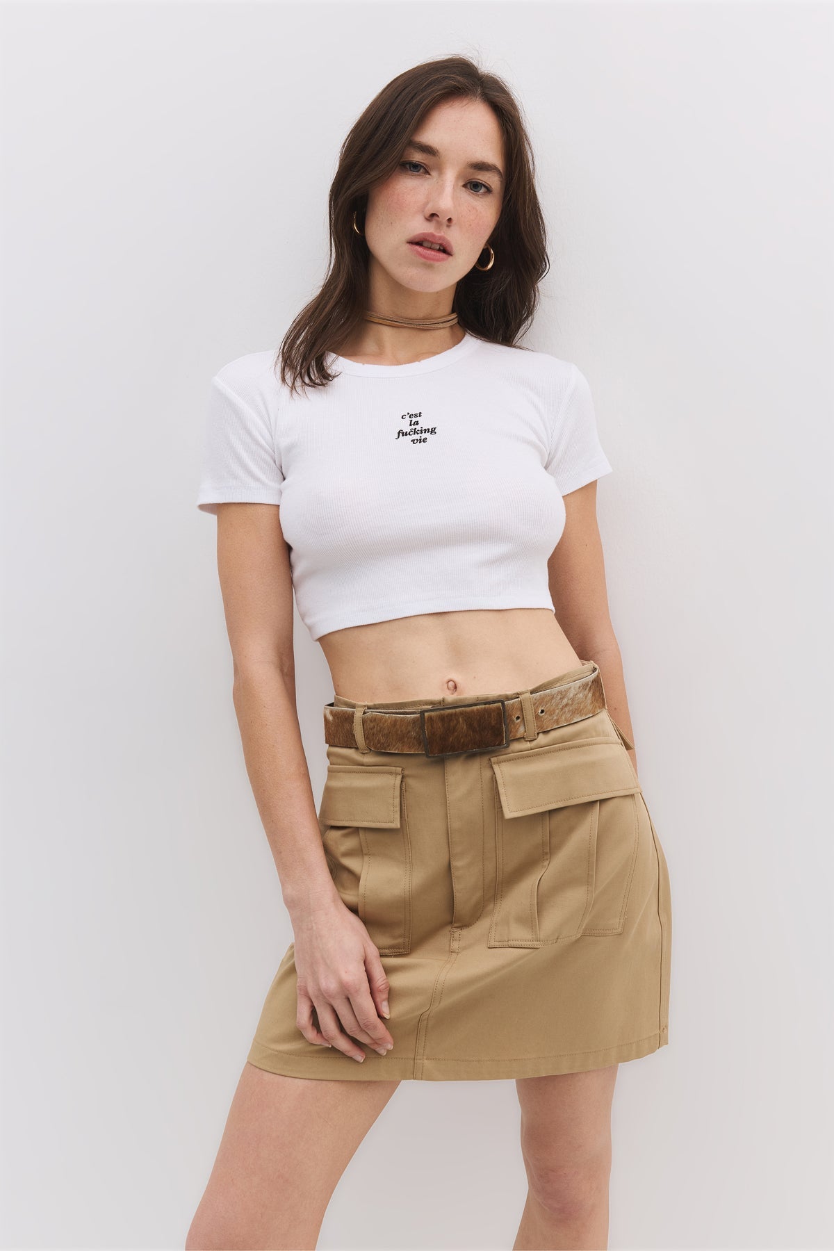Bedrucktes Crop-T-Shirt