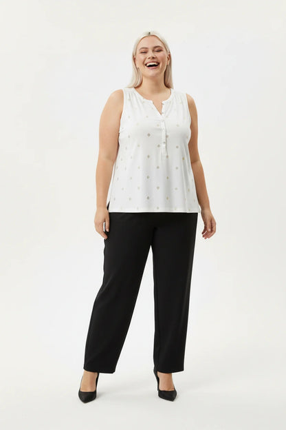 Bedruckte ärmellose Bluse mit Knöpfen