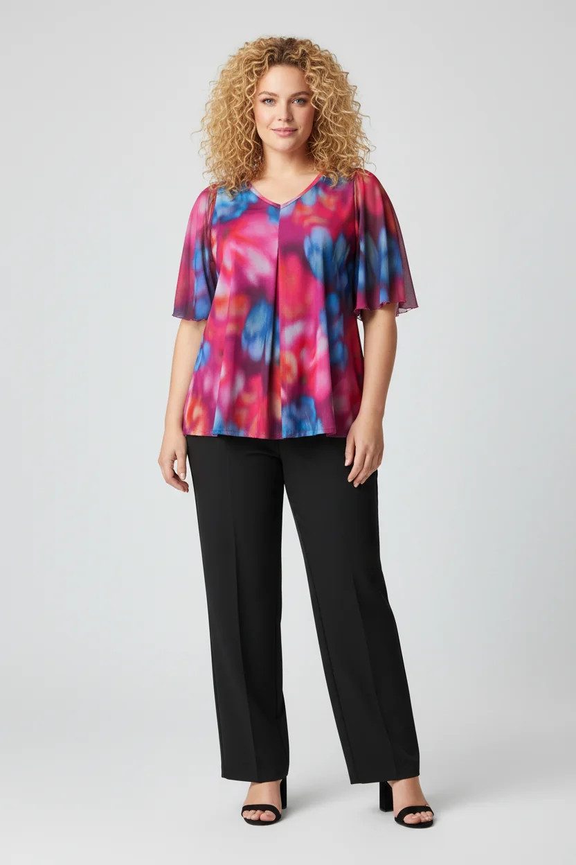 Bluse aus bedrucktem Mesh