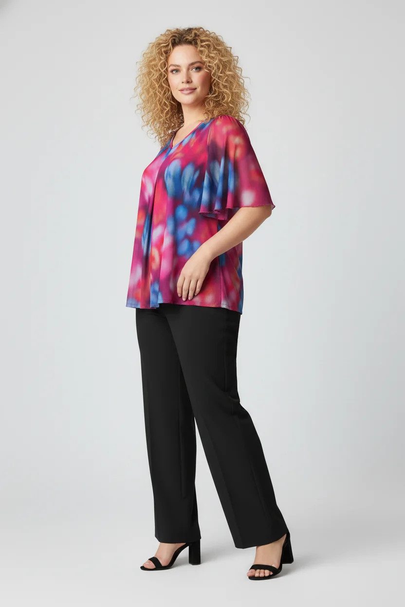 Bluse aus bedrucktem Mesh