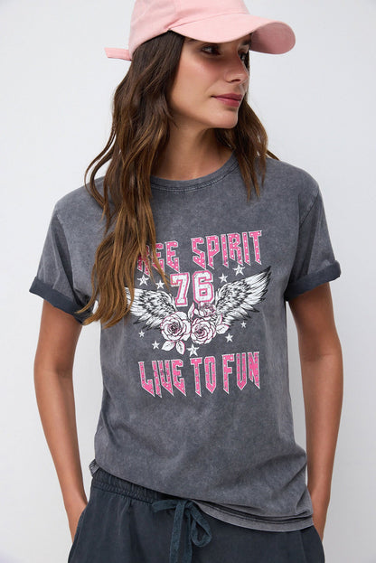 Bedrucktes, gewaschenes Oversize-T-Shirt