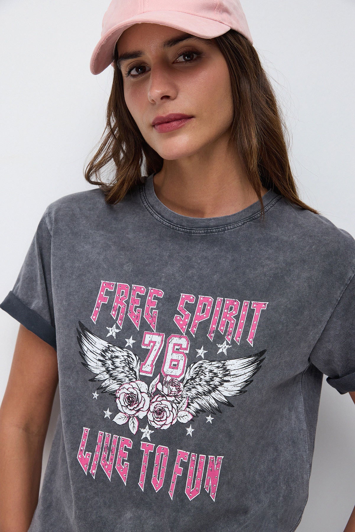 Bedrucktes, gewaschenes Oversize-T-Shirt