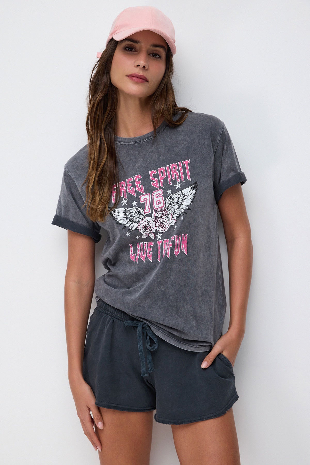 Bedrucktes, gewaschenes Oversize-T-Shirt