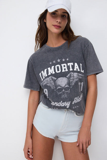 Bedrucktes, gewaschenes Oversize-T-Shirt