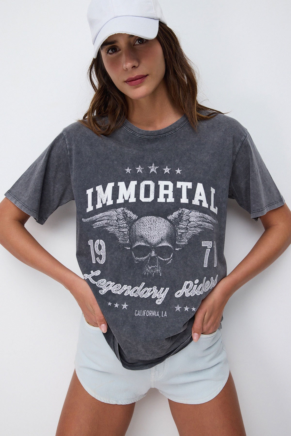 Bedrucktes, gewaschenes Oversize-T-Shirt