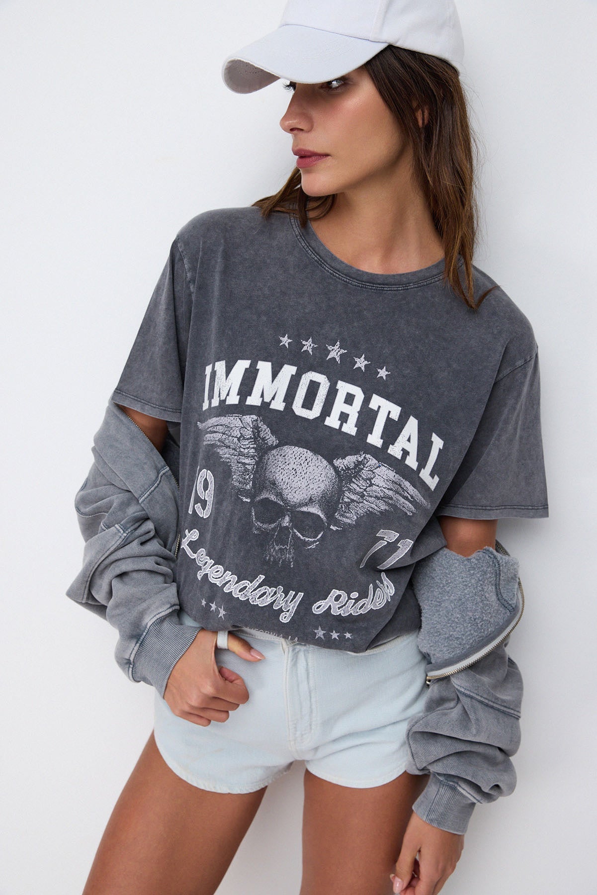 Bedrucktes, gewaschenes Oversize-T-Shirt