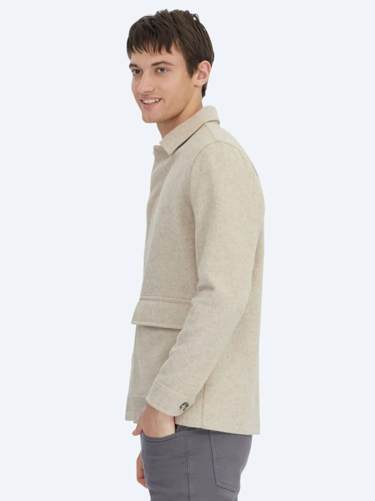 Beige Overshirt aus feinem Stoff