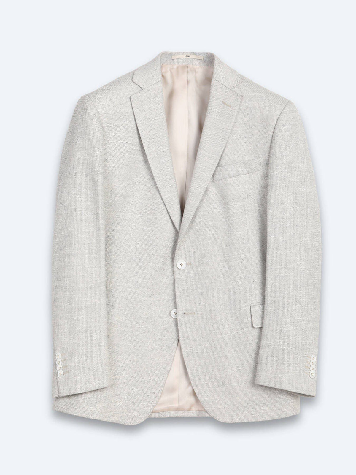 Beige Gemusterte Leinenjacke Modern Fit