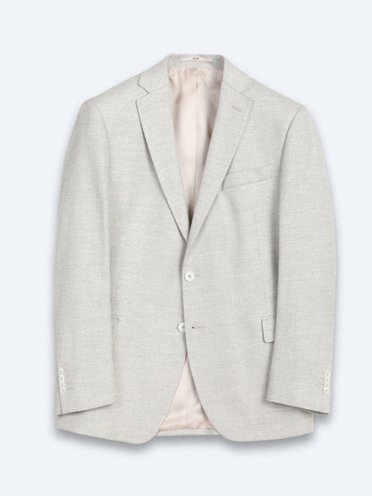 Beige Gemusterte Leinenjacke Modern Fit
