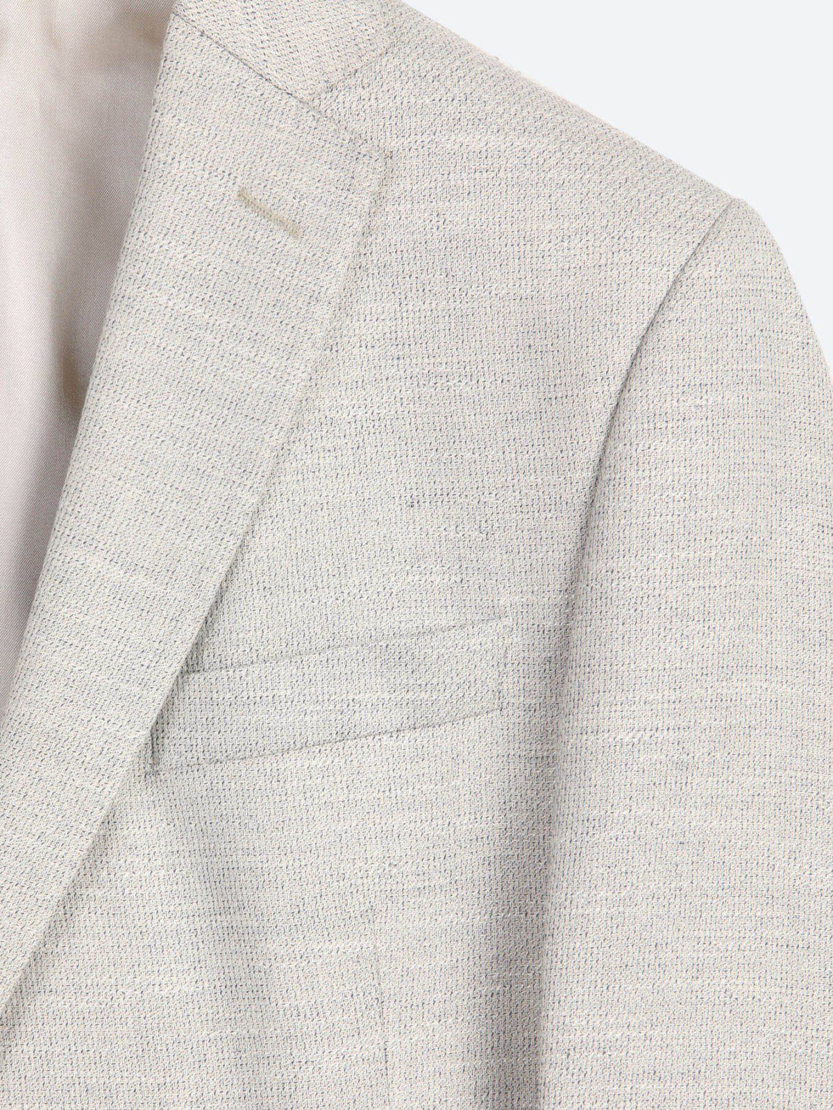 Beige Gemusterte Leinenjacke Modern Fit