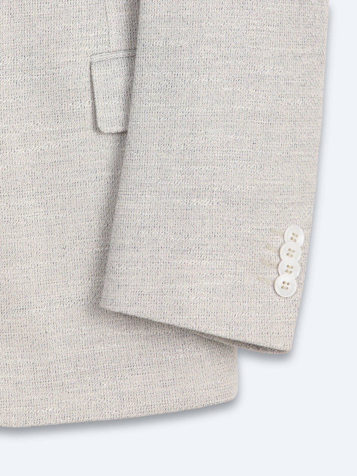 Beige Gemusterte Leinenjacke Modern Fit