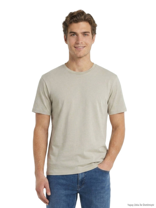 Beiges Baumwoll T-Shirt